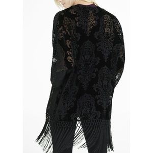 Express Black Velvet Lace Kimono